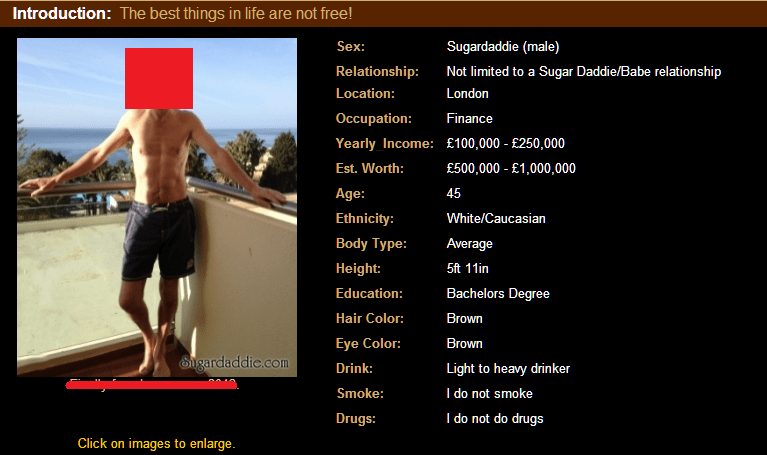 Sugardaddie.com user profile
