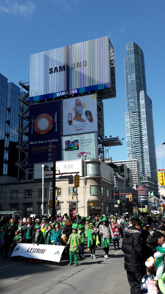 St Patrick's Day parade 2015 at Yonge-Dundas Square, Toronto